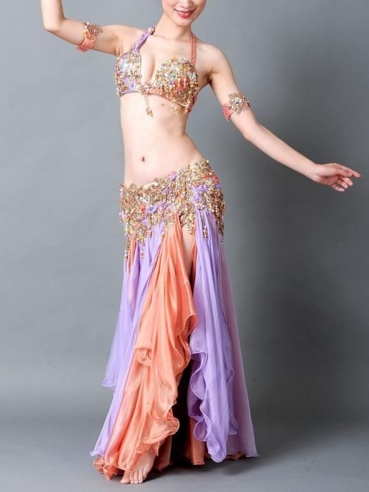 お値下げしました★hoyda ベリーダンス衣装 ベリーダンス衣装 Hoyda くすみピンク バイカラー CT0233 (M-L)