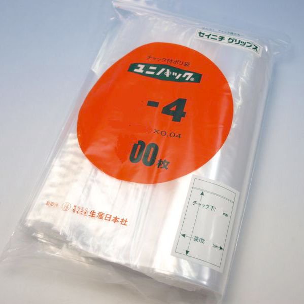 ユニパック カラー 半透明 J-4 赤 1ケース1,500枚（100枚×15袋）
