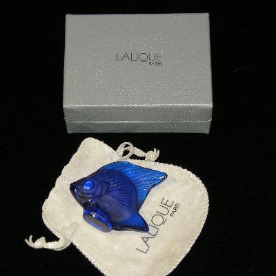 ☆LALIQUE ラリック ポワソン 魚（ターコイズ）オリジナルボックス・ポーチ・栞付き -  ブランド洋食器＆ガラス＆カトラリー＆人形のお店Shannonシャノン