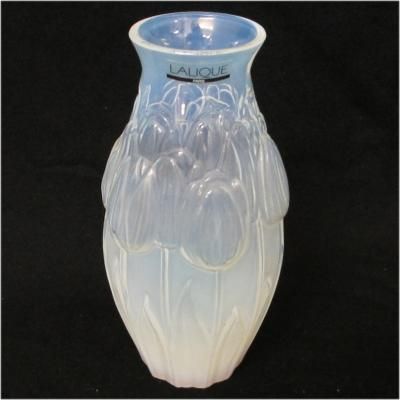 ルネ・ラリック LALIQUE オパルセントガラス チューリップ - 花瓶