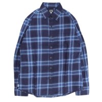 GO WEST ゴーウエスト｜INDIGO CHECK BASIC RETRO SHIRTS (ブルー)(ベーシックレトロシャツ)