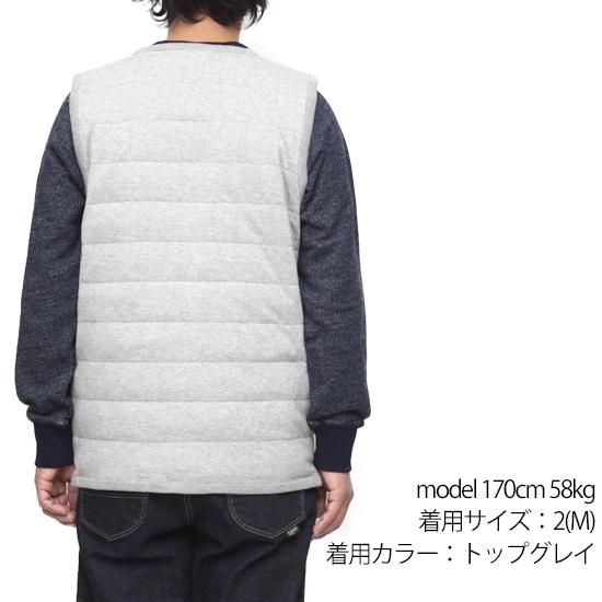 GO HEMP ゴーヘンプ｜DOWN JERSEY VEST (トップグレイ)(ダウンベスト)