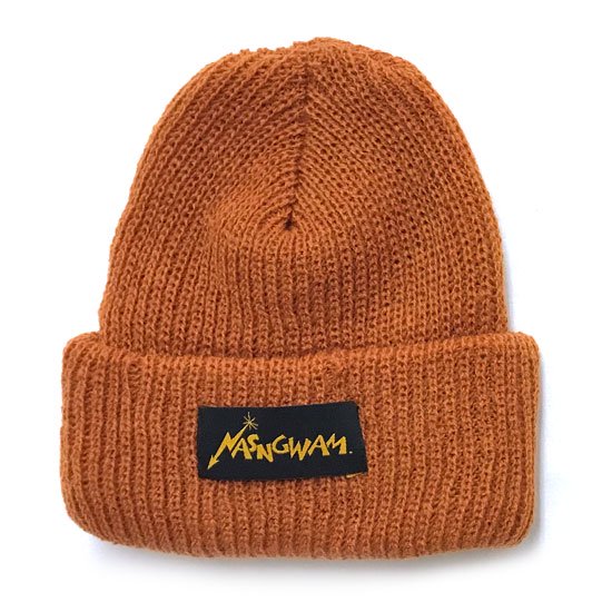 Nasngwam ナスングワム｜80's LOGO KNIT CAP (オレンジ)(ニット帽 ワッチキャップ)