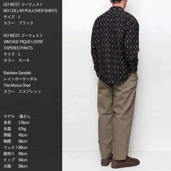 GO WEST ゴーウェスト｜VINTAGE PIQUE LOOSE TAPERED PANTS (ブラック)(テーパードパンツ)