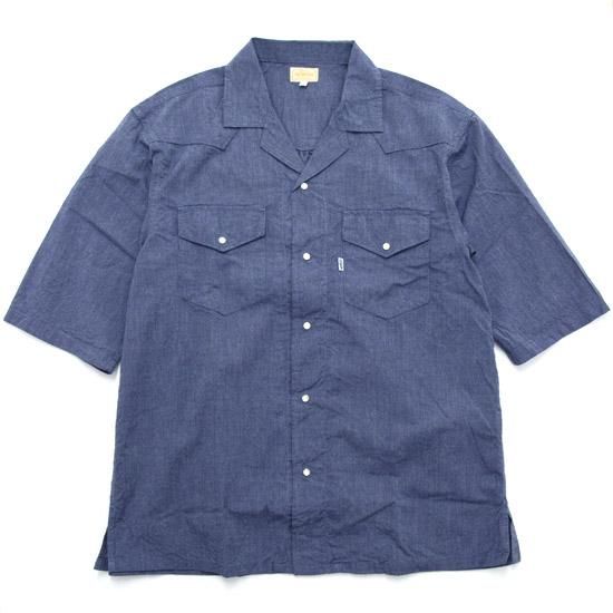 GO WEST ゴーウエスト｜INDIGO CHAMBRAY WIDE WESTERN OPEN SHIRTS (ブルーインディゴ)(開襟シャツ)