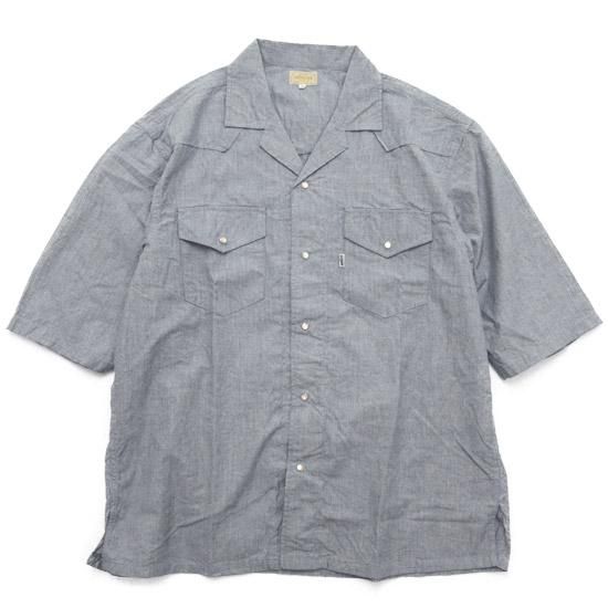 GO WEST ゴーウエスト｜INDIGO CHAMBRAY WIDE WESTERN OPEN SHIRTS (グレイインディゴ)(開襟シャツ)