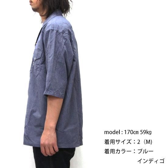 GO WEST ゴーウエスト｜INDIGO CHAMBRAY WIDE WESTERN OPEN SHIRTS (グレイインディゴ)(開襟シャツ)