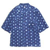 HiHiHi ひひひ｜五分袖 カイキンシャツ (インディゴドット)(開襟シャツ)