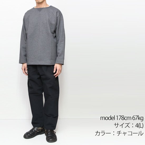 LAMOND ラモンド｜VERTICAL LINE PULL OVER (チャコール)(クルーネック)