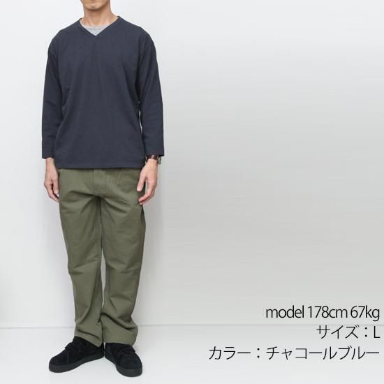 remilla レミーラ｜クロープVネック (チャコールブルー)(ロンTEE)