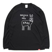 KM4K カモシカ｜OG ロング化繊Tシャツ T'S LOGO (ブラック)(ロゴ) (ロングTシャツ 吸水速乾) 
