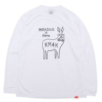 KM4K カモシカ｜OG ロング化繊Tシャツ T'S LOGO (ホワイト)(ロゴ) (ロングTシャツ 吸水速乾) 