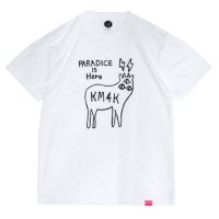 KM4K カモシカ｜OG LOGO 化繊Tシャツ (ホワイト)(ロゴ TEE 吸水速乾)