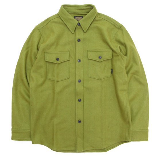 【GREEN CLOTHING グリーンクロージング】WOOL FLANNEL SHIRTS (黄緑)(キミドリ)(ウールフランネルシャツ)