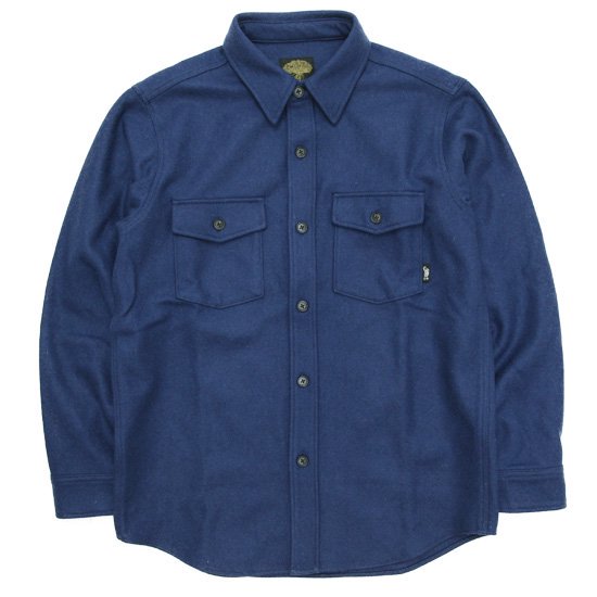 【GREEN CLOTHING グリーンクロージング】WOOL FLANNEL SHIRTS (ブルー)(ウールフランネルシャツ)