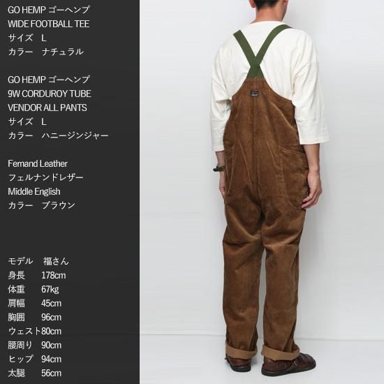 GOHEMP ゴーヘンプ｜9W CORDUROY TUBE VENDOR ALL PANTS (ブラック