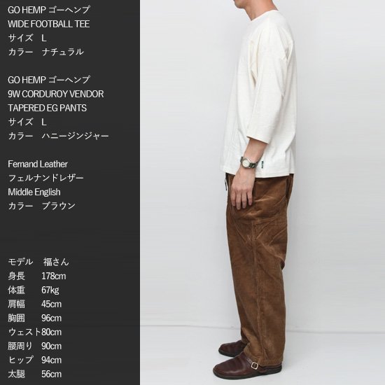 GOHEMP ゴーヘンプ｜9W CORDUROY VENDOR TAPERED EG PANTS (ブラック