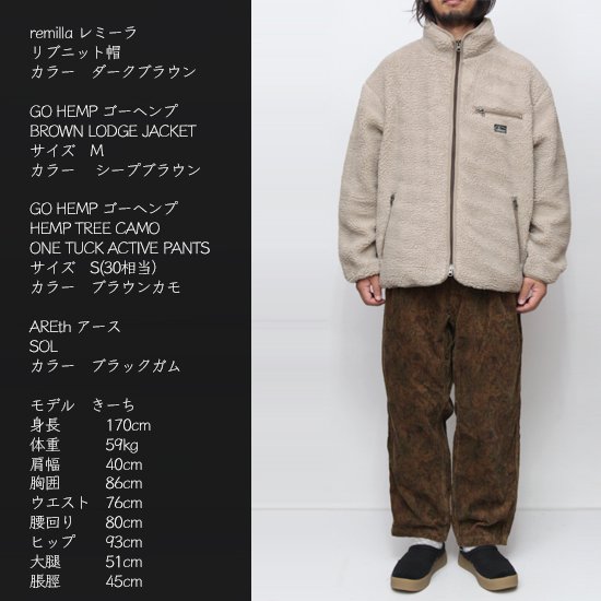 GOHEMP ゴーヘンプ｜BROWN LODGE JACKET (ブラック)(ボア