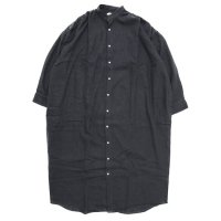 A HOPE HEMP アホープヘンプ｜レディース Hemp Flannel Gathered Shirt OP (ブラック)(ワンピース)
