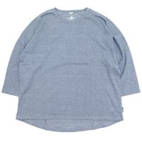 GOHEMP ゴーヘンプ｜HEATHER ROUND LOOSE TEE (ブルー)(八分袖Tシャツ)