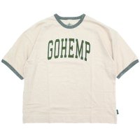 GOHEMP ゴーヘンプ｜HEATHER COLLAGE LOGO WIDE RINGER TEE (グリーン)(五分袖Tシャツ)