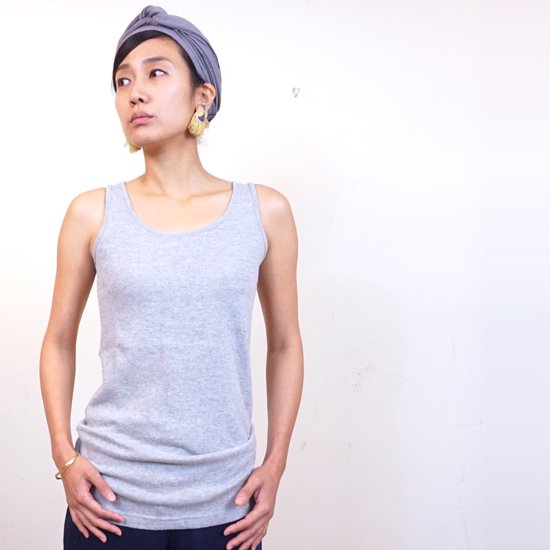 A HOPE HEMP アホープヘンプ｜レディース Long Tank Top (アッシュドグレイ)(ちょいながタンクトップ)