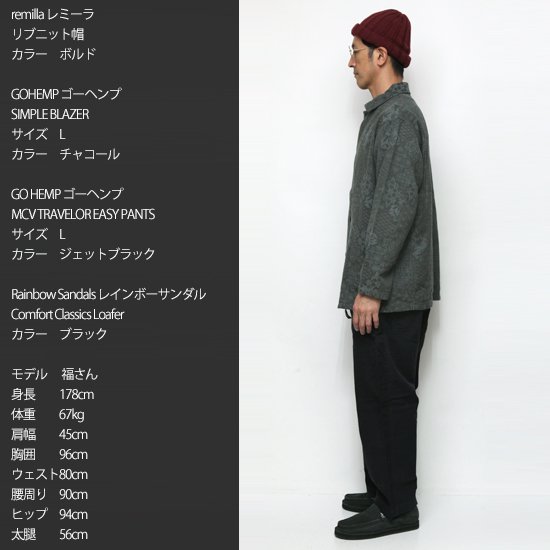 GOHEMP ゴーヘンプ｜MOSQUE JACQUARD SIMPLE BLAZER (チャコール)(羽織り物)