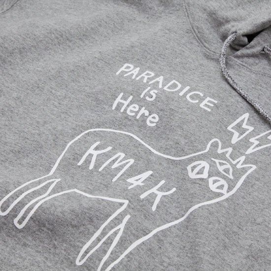 KM4K カモシカ】OG HOOD LOGO PARKA (グレイ)(ロゴ パーカー)