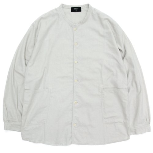remilla レミーラ｜ラフィクラックシャツ (ホワイトグレイ)(ノーカラーシャツ)