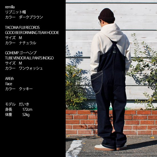 GOHEMP ゴーヘンプ｜TUBE VENDOR ALL PANTS INDIGO (ワンウォッシュ