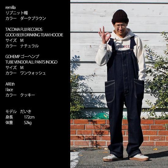 GOHEMP ゴーヘンプ｜TUBE VENDOR ALL PANTS INDIGO (ユーズドウォッシュ)(オーバーオール)