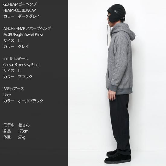 A HOPE HEMP アホープヘンプ｜MOKU Raglan Sweat Parka