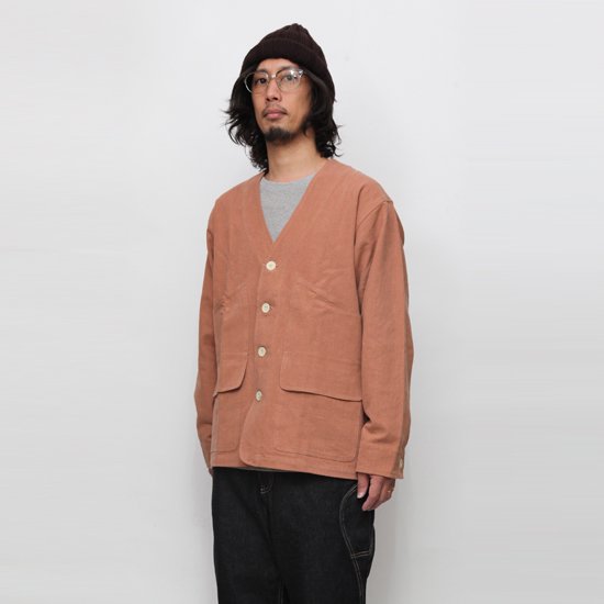 A HOPE HEMP アホープヘンプ｜Canvas No Collar Jacket (オリーブ)(ノーカラー ジャケット)