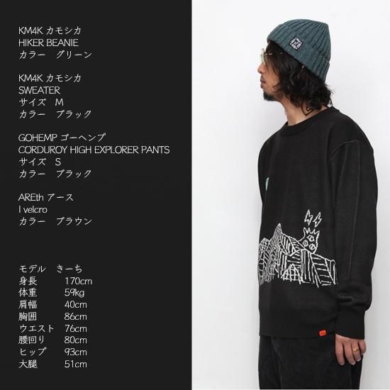 【KM4K カモシカ】フリース　Ｍサイズ　新品未使用 KM4K カモシカ】SWEATER (ブラック)(セーター)