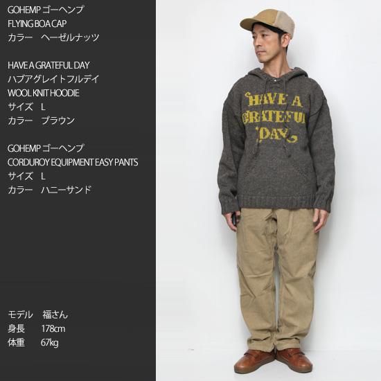 HAVE A GRATEFUL DAY ハブアグレイトフルデイ｜WOOL KNIT HOODIE (イエロー)(ペルーニット)