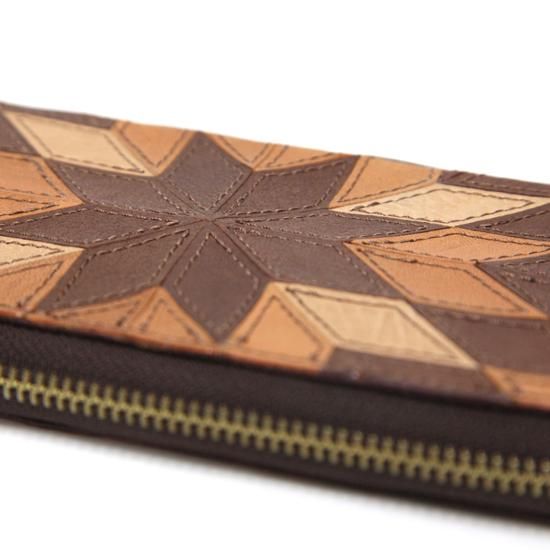 Nasngwam ナスングワム｜ZIP LONESTAR WALLET (ブラウン)(パッチワーク