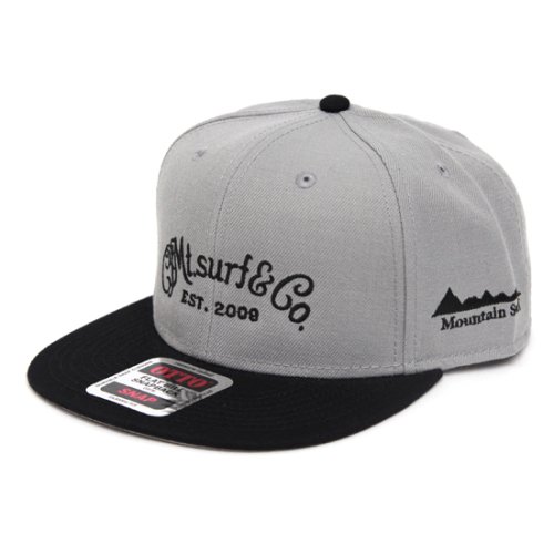 【MountainSurf マウンテンサーフ】刺繍キャップ flat visor cap (グレイ/ブラック) (フラットバイザーキャップ) 