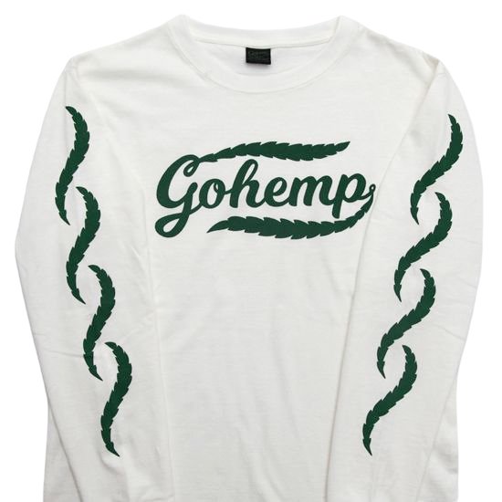 GOHEMP ゴーヘンプ｜LEAF LOGO L/SL TEE (ナチュラル)(やや厚手のTシャツ生地 ロンT)