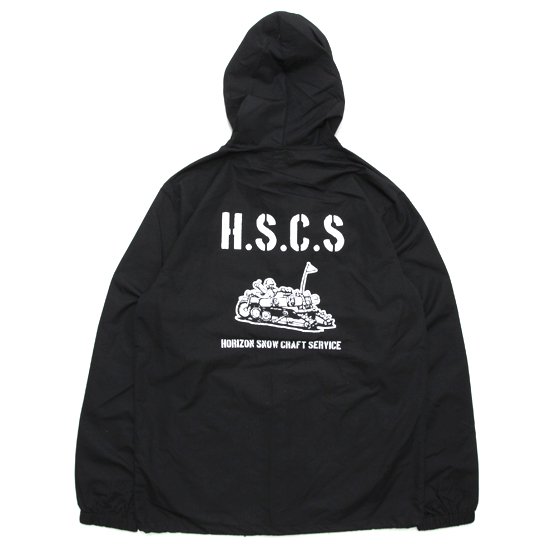 【horizon ホライズン】H.S.C.S Hooded Coach Jacket (ブラック)(フード付き コーチジャケット)の2枚目の画像