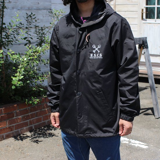 【horizon ホライズン】H.S.C.S Hooded Coach Jacket (ブラック)(フード付き コーチジャケット)