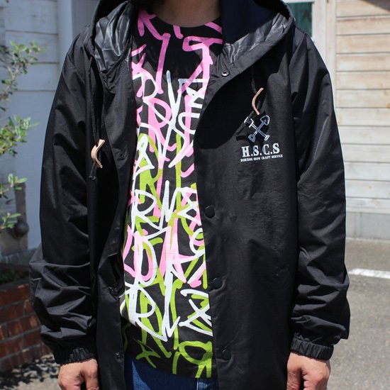 【horizon ホライズン】H.S.C.S Hooded Coach Jacket (ブラック)(フード付き コーチジャケット)