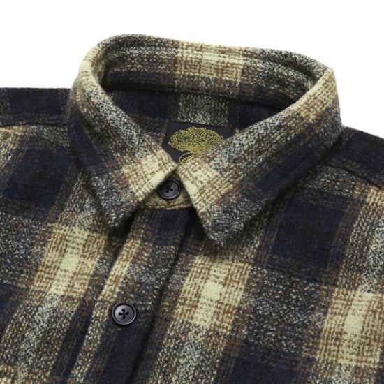 【GREENCLOTHING グリーンクロージング】WOOL FLANNEL SHIRTS (ネイビーチェック)(ウールフランネルシャツ)