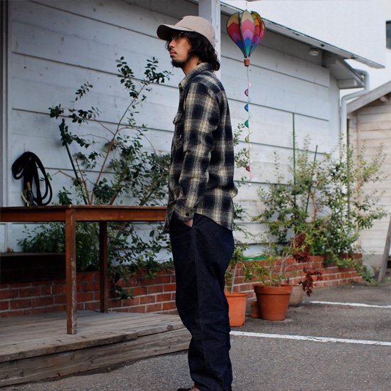 【GREENCLOTHING グリーンクロージング】WOOL FLANNEL SHIRTS (ネイビーチェック)(ウールフランネルシャツ)