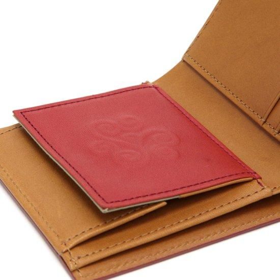 remilla レミーラ｜トーンウォレット (朱色×キャメル)(栃木レザーの二