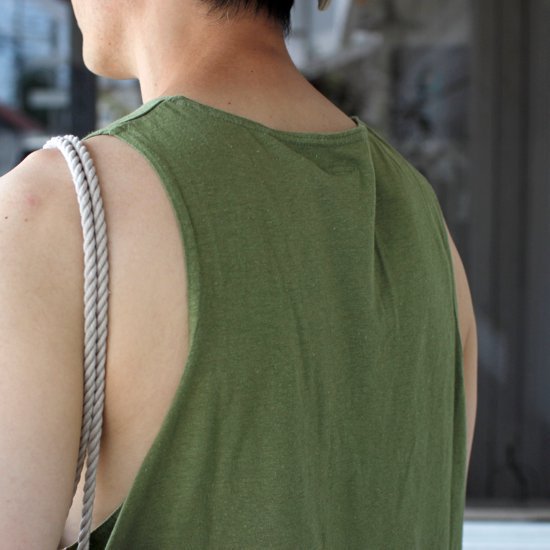 Phatee ファッティー｜SUPERB THREAD POCKET TANK (マッチャ)(素晴らしいヘンプコットンタンクトップ)