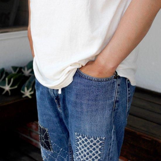 Nasngwam ナスングワム｜SASHIKO EASY DENIM PANTS (ブルー M-2