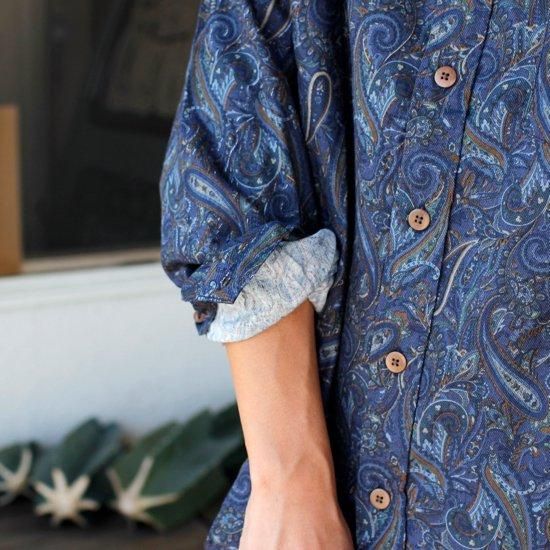 Nasngwam ナスングアム　ペイズリー柄シャツ XL Nasngwam ナスングワム｜PETAL SHIRTS (ブラウン)(ウール混