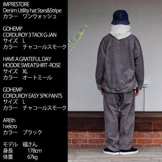 GOHEMP ゴーヘンプ｜CORDUROY 3 TACK G-JAN (チャコールスモーク