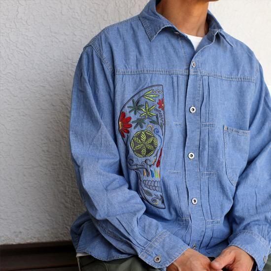 EMBROIDERY SHIRT GOHEMP ヒッピー　シャンブレーシャツ EMBROIDERY SHIRT GOHEMP ヒッピー シャンブレーシャツ