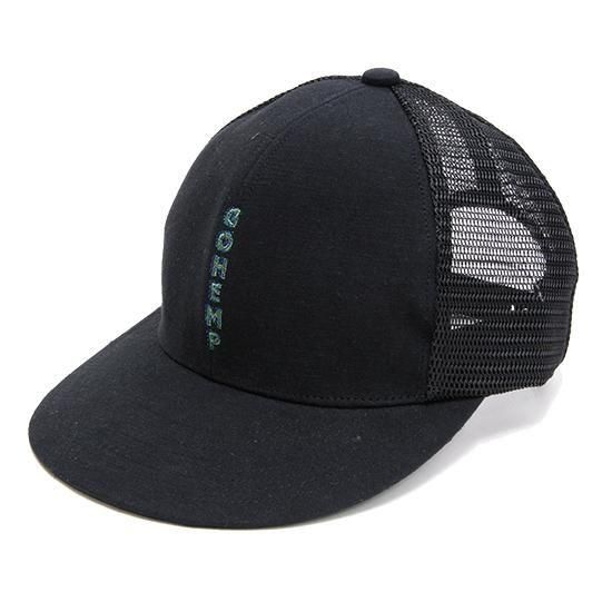 GOHEMP ゴーヘンプ｜VERTICAL LOGO MESH CAP (ブラック)(メッシュキャップ)の商品画像1枚目